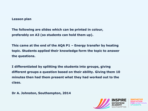 AQA P1 -Energy transfer by design - activity