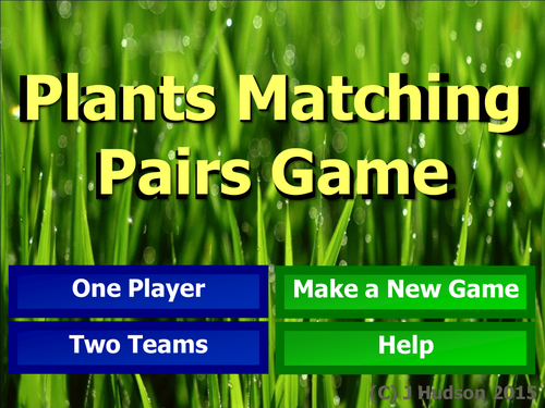 Plants and Photosynthesis IWB Matching Pairs Game