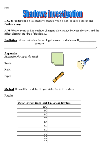 light and shadows investigation teaching resources