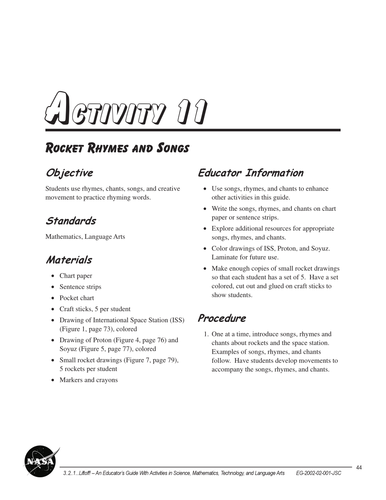 Rocket Rhymes and Songs Activity