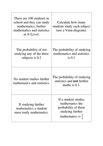 Probability - Puzzle Cards