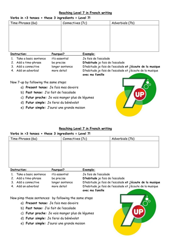 KS3/4 French Improving Writing/Speaking 7Up