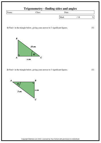 Trigonometry - finding sides and angles