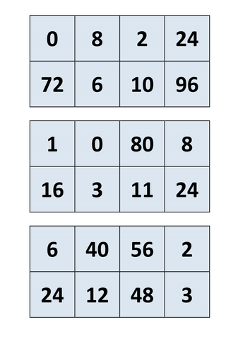 Multiplication and Division Bingo Set 2 of 2
