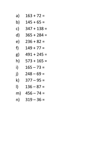 Addition And Subtraction Calculations Htu Ht Teaching Resources