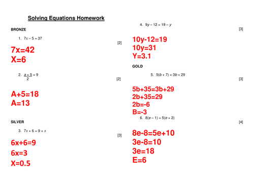 Maths Ks3 Ks4 Homework Differentiated 