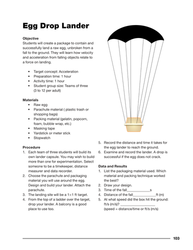 Egg Drop Lander Activity