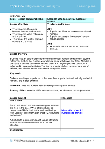 Who comes first, humans or animals?