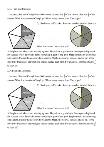 adding fractions worksheet teaching resources