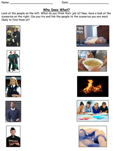 Who Does What? PSHE Worksheet