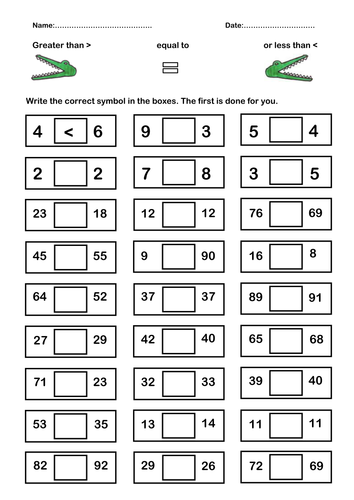Printables Greater Than Less Than Worksheets free printable greater than less worksheets scalien scalien