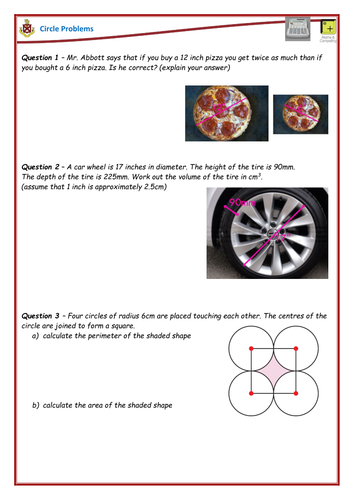 Circle Problems - Functional | Teaching Resources