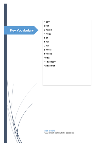 English/Hungarian Literacy Booklet