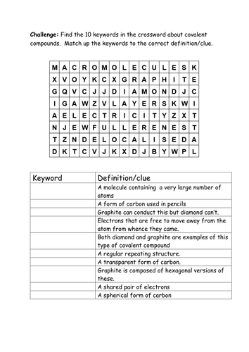Giant covalent structure wordsearch