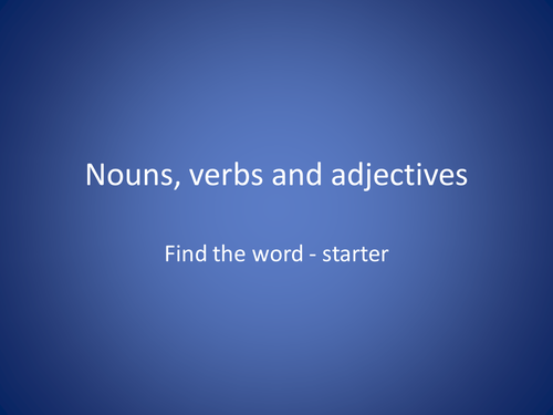 Noun - Verb - Adjective sorter starter