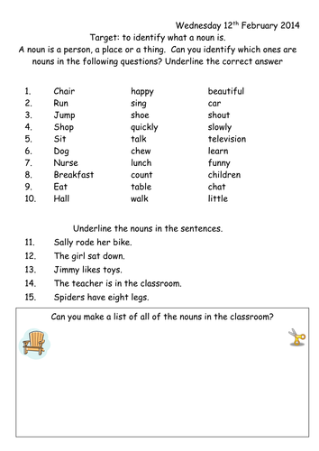 Noun Worksheet Year 1 By Joop09 Teaching Resources Tes