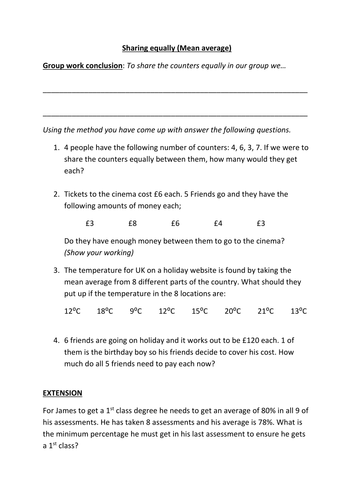 Finding The Average Word Problems Worksheet Have Fun Teaching Word 