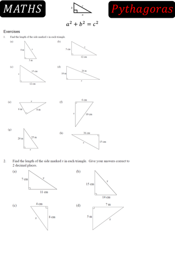 Pythagoras' Theorem Lesson