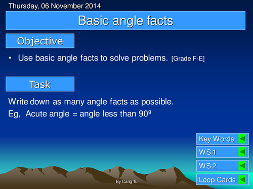 Basic angle facts grade F - E