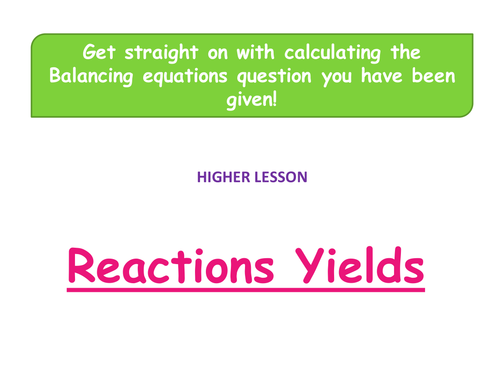 Percentages yield | Teaching Resources