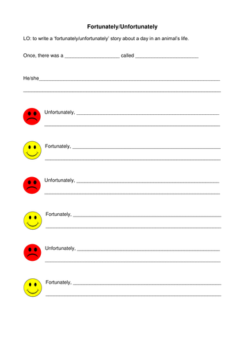 worksheet groups animal lucylizzy Fortunately,  Teaching  Unfortunately by