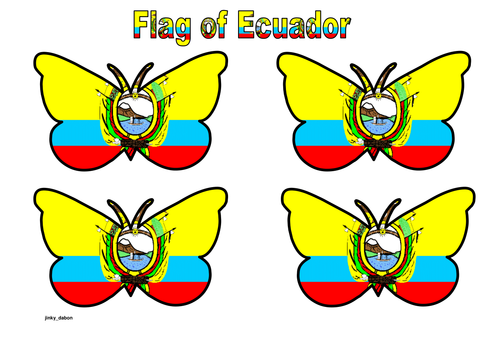 Butterfly Themed Flag of Ecuador