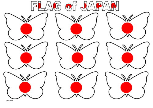 Butterfly Themed Flag of Japan