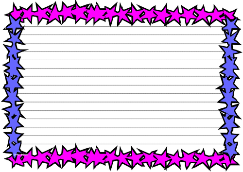 Pink and Blue Stars Themed Lined paper and Pageborders