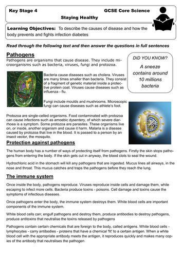 GCSE Gateway Science - B1 - Pathogens