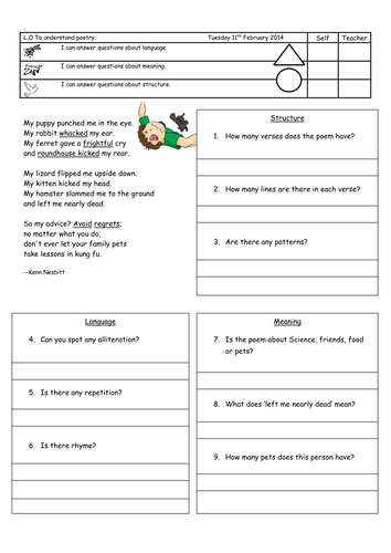 Poem Comprehension With Questions And Answers