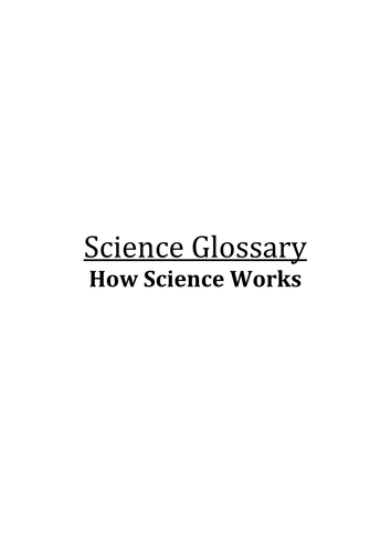 Science Key Word Glossaries