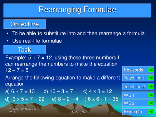 Rearranging formulae Grade D - C
