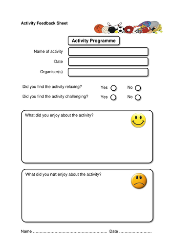 Activity Feedback Sheet