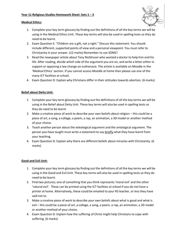 OCR B601 B602 B603 B604 Homework Tasks