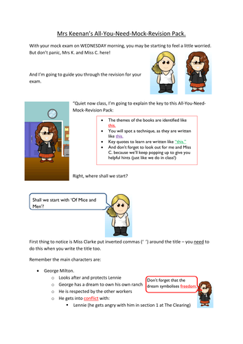 'Of Mice & Men' and 'Macbeth' Mock revision pack | Teaching Resources