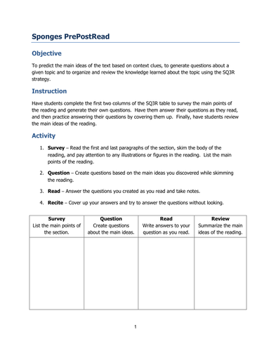 Sponges | Teaching Resources