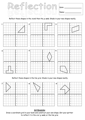 Reflecting Shapes In X And Y Teaching Resources