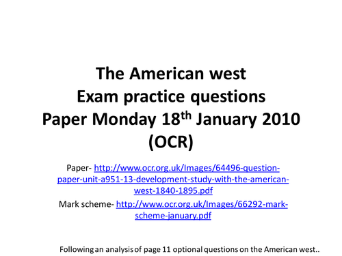 American west example exam questions