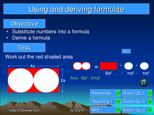 Using and deriving formulae grade C
