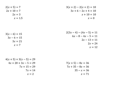 Common errors in equations with brackets