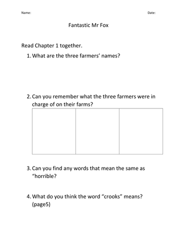 Fantastic Mr Fox Comprehension Teaching Resources