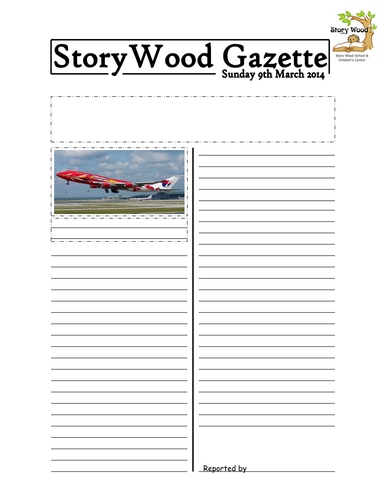 Newspaper Writing Template