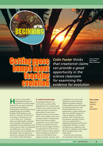 New curriculum focus: Getting goosebumps about teaching evolution