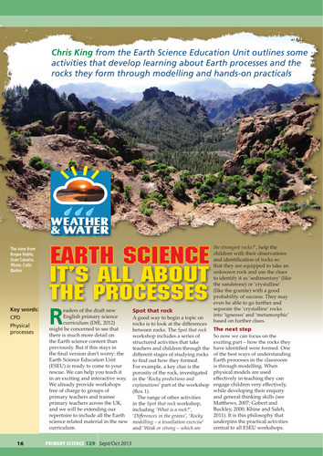 New curriculum focus: Earth science – it’s all about the processes