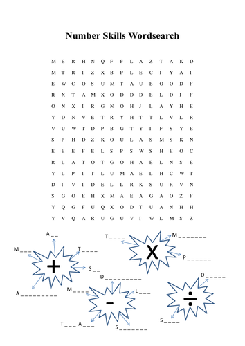 Number Keywords Wordsearch
