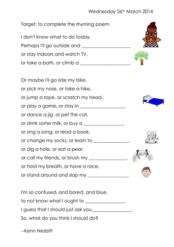 Complete the rhyming sentences