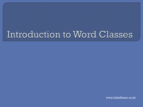 Introduction to word classes