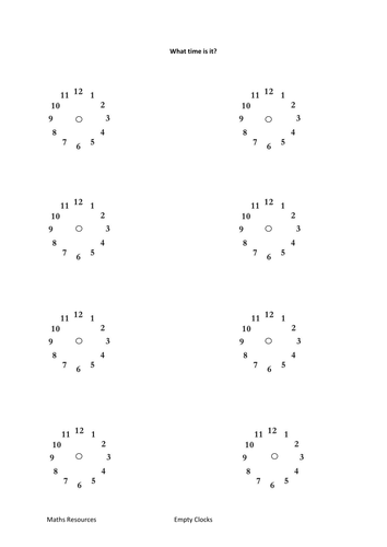 empty clocks teaching resources