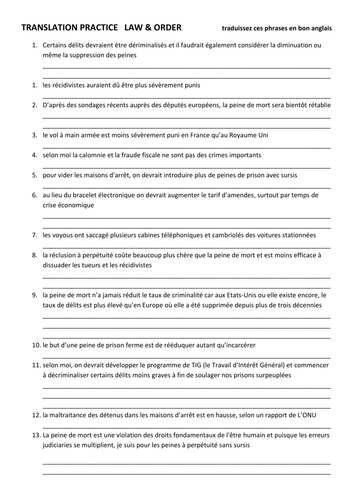 Translation practice from French: Law & order