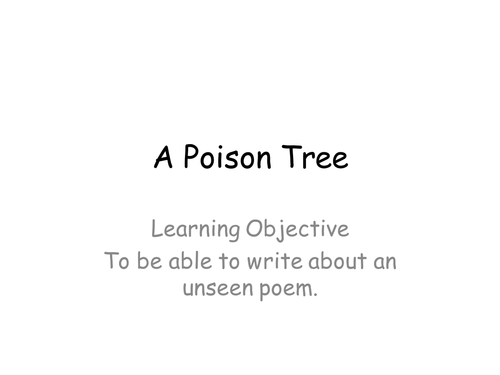 A Poison Tree William Blake - discussion